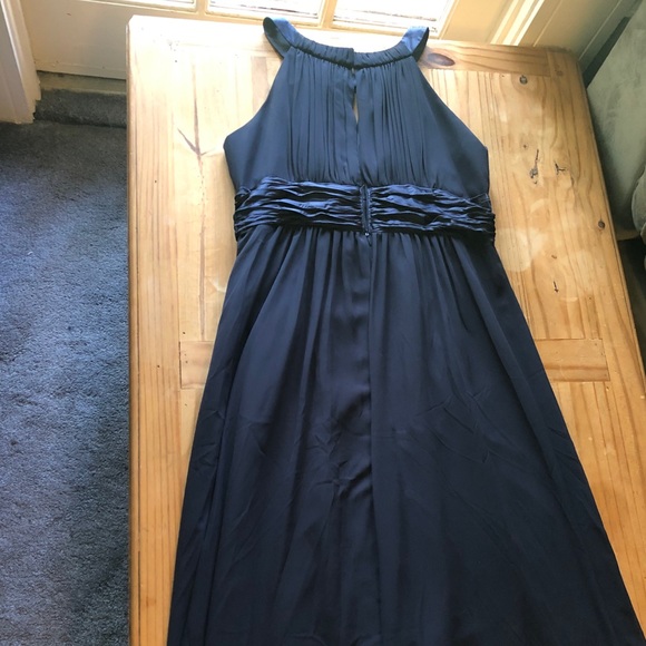 Midnight Blue Floor Length Gala Halter Dress - Picture 2 of 5